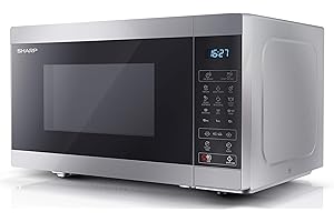 SHARP YC-MG81U-S 28 Litre 900W Digital Microwave with 1100W Grill, 11 power levels, ECO Mode, defrost function, LED cavity light - Silver
