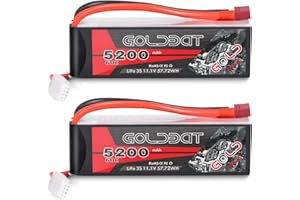 GOLDBAT 11.1V Lipo Battery 5200 mAh 60C 3S RC lipo battery Soft Case with Dean-Style T Connector for RC Car Airplane Helicopter Boat Buggy Truck Helicopter Airplane Racing Models(2 Pack)