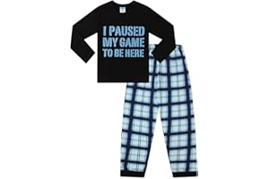 ThePyjamaFactory Chicos I Paused My Game to Be Here Black Blue Largo de algodón Pijamas