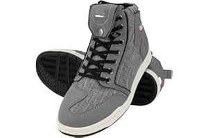 KEMIMOTO Motorrad Schuhe Herren, Motorradstiefel Causal,mit Verstärkte Schaltpads, Aktmungsaktiver Motororad Sneaker,Schwarz/Grau