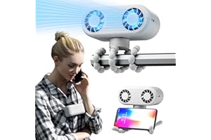 QKTYB 5 in 1 Baby-Kinderwagen-Ventilator Clip auf Kinderwagen-Ventilator mit flexiblem Stativ 3 Geschwindigkeiten Tragbarer Hals-Ventilator Wiederaufladbarer Schreibtisch-Ventilator für Büro Fahrrad