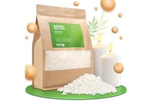 molinoRC 1,8 kg Sojawachs für Kerzen [100% pflanzlich] - Reines Premium Soja Wachs für Kerzen mit Langer Brenndauer - Creme weißes Soja Kerzenwachs zum Gießen - Soy Wax for Candle Making