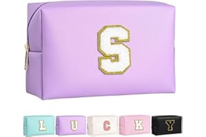 BOLETOCHIC Make-up Tasche für Mädchen und Frauen, personalisierte Make-up Taschen mit Initialen wasserdichter PU Leder Reißverschluss Kulturbeutel Kosmetiktasche