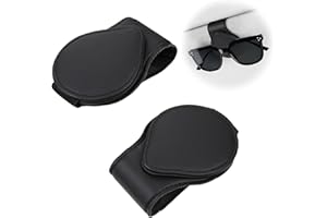 worahroe 2 Stücke Sonnenbrillenhalter Auto Brillenhalter, Brillenhalterung Auto Sonnenblende, Auto Visier Zubehör Magnetische Brillenhalter Leder Ticket Card Clip, Schwarz
