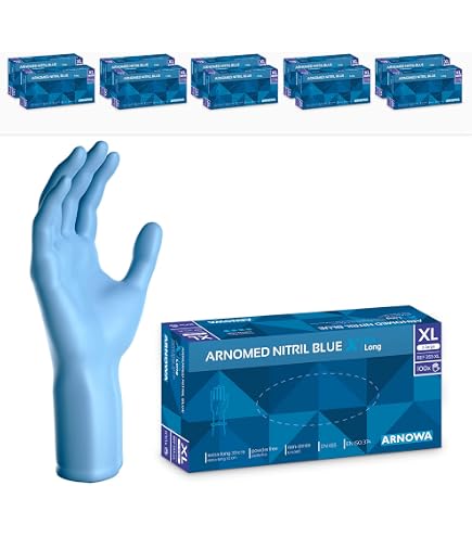 Gants Nitrile Noir Extra Fort ARNOMED - 50% Plus Épais, Taille S, 1000 Pièces - Sans Latex