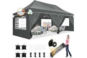 HOTEEL Pop Up Gazebo 3m x 6m With 6 Sides, Uv 50+ And Waterproof Gazebo, Thickened Frame, Large Space Easy, For Weddings, Commercial, Beaches, Parties, Patio