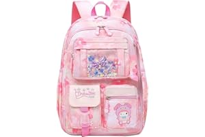 HANXIUCAO School Bags for Girls - Water Resistant Kawaii School Backpack with Laptop Compartment for Primary Secondary Students