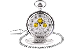 Tiong Doctor Who Pocket Watch with Bronze Case Quartz Full Hunter White Dial and Chain Mens Retro Dr Who Necklace Pendant