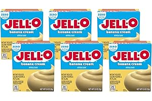 Jell-O Sugar-Free Instant Pudding and Pie Filling, Banana Cream, 0.9-Ounce Boxes (Pack of 6)