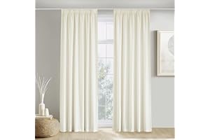 PONY DANCE Tende Lino per Interni e Camera da Letto Tende Semitrasparenti con Fettuccia per Salotto Eleganti Curtains Soggiorno Moderne 2 Pezzi L 140 x A 280 CM, Crema