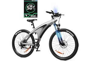 HX Q5 Electric Bikes for Adults, E-bike with 48V/15Ah Removable Battery, 110 KM Max Range Ebike, 27.5x2.25 E Mountain Bike, Front Fork Suspension, 9 Speeds, Electric Bicycle MTB with Mood Light