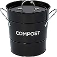 Black Metal Kitchen Compost Caddy - Composting Bin for Food Waste Recycling