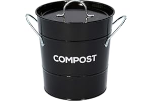 THE CADDY COMPANY Black Metal Kitchen Compost Caddy - Composting Bin for Food Waste Recycling