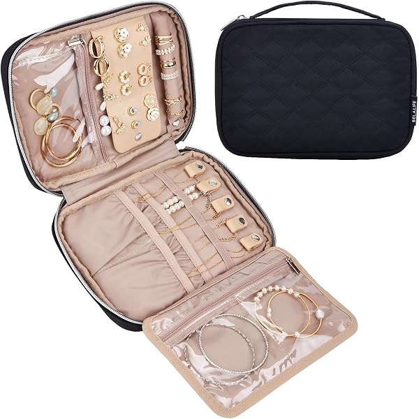 Jewelry Travel Roll Organizer - Zippered Roll-Up Case For Necklaces, Rings & Earrings