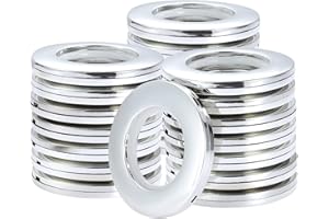 Kinsinder 32pcs Anelli per Tende Plastica Rotondi Anello Occhiello a Basso Rumore 40 mm diametro Interno per Camera da Letto Soggiorno Tenda Fibbia (Argento Brillante)