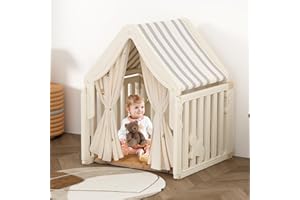 hoopyosms Kinderzelt Indoor, Kinder Spielhaus für Jungen und Mädchen, Kinderspielzelt aus Robustem Kunststoff, Leseecke Kinderzimmer, Spielhaus für Drinnen, 80x80x105cm