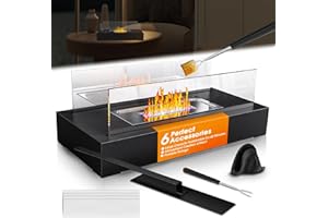 Obcarn Chimenea de Mesa con 6 Accesorios Chimeneas Son un Gran Regalo Chimenea Bioetanol Interior y Exterior CREA un Ambiente Cálido, Adecuado para Comedor, Sala de Estar, Balcón, Jardín