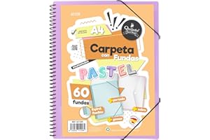 Starplast Dossier Pochettes spiralées flexibles - 60 pochettes transparentes, A4, fermeture élastique, couverture en polypropylène, personnalisable, utilisation scolaire et de bureau - lila