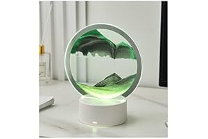 Kamanan Lámpara De Mesa De Pintura De Arena Móvil Lámpara De Noche De Pintura De Arena Móvil 3d Dinámica Y Doble Cara Escena De Arena Móvil Decoración De Mesa Giratoria (Verde)