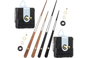 Jadive 2 Stück Langschaft Uhrwerke mit Hohem Drehmoment Wanduhr Bewegung Mechanismus Set mit Holz Uhrzeiger 2 Dichtungen 2 Metallhaken DIY Uhr Reparatur Ersatzteile für 24 Zoll Uhr (28mm Schaft)