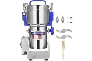 Moongiantgo 400g Moulin à Céréales Électrique Maille 50-300, Acier Inoxydable & Moteur Commercial de 1800W 28000RPM, pour Céréales, Épices, etc., avec Protection contre Surcharges & Open-Cover-Stop