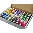 Simthread Compatible 63 Colors Polyester Embroidery Machine Thread Kit 40 Weight for Babylock Janome Singer Pfaff Husqvarna Bernina Embroidery and Sewing Machines