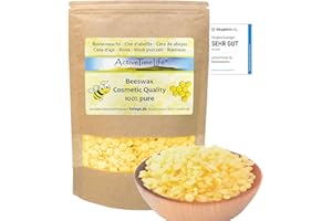 ActiveTimeLife® Bienenwachs Pastillen Bio gelb | Premium | 100 g ideal für Kosmetik Kerzen Cremes Salben Seifen Wachstücher - Das Original im praktischen Zip-Beutel