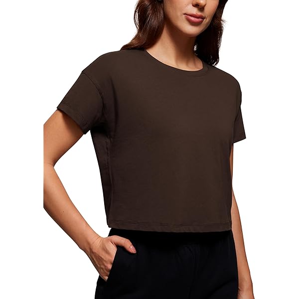 T-shirt dames met ronde hals katoen blauw