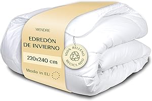 Wendre Edredón Cama 150/135 Invierno (220x240 cm) - Edredón Invierno con Relleno Nórdico 300GSM, Extra Cálido y Suave, Certificado Oeko-Tex
