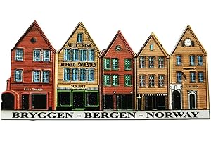 WEDARE MAGNET SOUVENIR Bergen Noruega 3D Bryggen recuerdo imán para nevera, hecho a mano para decoración del hogar y la cocina, colección de imanes para nevera Bergen