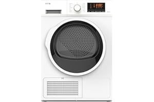 HYE Tumble Dryer - Condenser Tumble Dryer, 8kg Drum Capacity, Freestanding & Compact Design, White, 30 Minute Dry & Special Fabric Settings, Perfect For Apartments And Small Homes - D01CD08W13