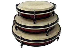 ROCKSTAR MUSIC ROCKSTAR - Set de 3 Congas Portátiles LATINFIRE para Viaje (20cm, 25cm, 30cm) con Funda Acolchada, Separadores y Correas – Sonido Profesional, Ideal para Músicos