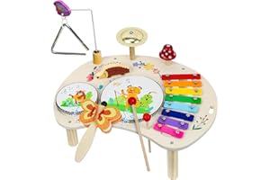 LZDMY Baby Drum Kit Wooden Toys for 1 Year Old Boys Girls, Baby Musical Instruments Xylophone Drum Set, Toddlers Musical Toys for 1 2 3 Year Old, Baby Birthday Gifts (Forest Edition)