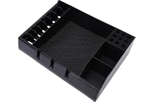FILFEEL Frisörorganisatör, Robust Hårverktygsbricka i Hårdplast med Halkfri Bas och Design med Flera Fack, för Klippare Saxkammar och Salongstillbehör (Barber Tool Organizer)