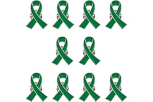 WANDIC Lot de 10 épingles à Ruban Vert pour la Sensibilisation à la santé - Épingles à Bijoux en émail - pour décoration