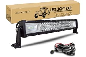 ‎SKYWORLD SKYWORLD 22 Zoll 56cm 270W Led Arbeitsscheinwerfer Bar Gebogen mit 12V Kabelbaum, Zusatzscheinwerfer Auto LED Arbeit Licht Bar Wasserdicht Lightbar für 4x4 SUV Offroad ATV LKW Traktor Fahrzeuge
