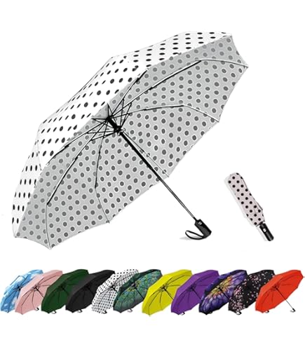 YumSur Winddichte reisparaplu's - lichtgewicht automatische compacte opvouwbare paraplu violet madeliefjesontwerp, versterkte luifel, automatisch open/sluiten, voor dames en heren