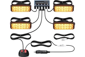 ‎JUSTECH Justech 12LED Warnlicht Frontblitzer Stroboskoplicht Warnleuchte 12V 24V Wasserdicht IP68 Notfall Warnung Beacon Blinklichter Blitzmodul Notfall Licht Achtung für Emergency, KFZ, LKW