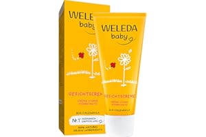 ‎WELEDA WELEDA Bio Baby Calendula Gesichtscreme - Naturkosmetik Feuchtigkeitscreme mit Mandelöl & Bienenwachs zur Pflege von trockener Haut. Natürliche Gesichtspflege Creme für Babys & Kinder (1x 50ml)