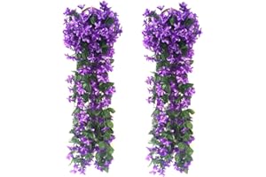 duisoad FUJIE 2 Piezas Artificiales De Colgantes Plantas Simulation Violet Flower Wisteria Artificial para Colgar con Hojas Verdes Decoración para Boda Fiesta - Púrpura