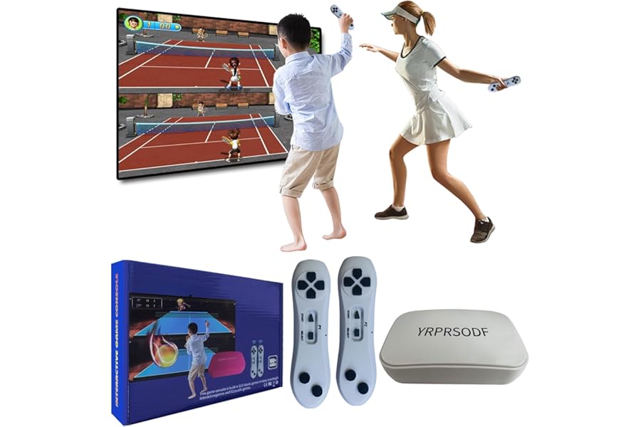 YRPRSODF TV Game Console Built in 100+ Games, Handheld Video Game System with 2.4G Wireless Gamepad Somatosensory Control, HD Output, Home Interactive& Puzzle Games,Grey