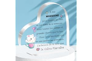 FCZIVA Marraine Acryli Plaque Coeur Femmes Fête des Mères Cadeaux Bureau Signe Chat Personnalisé Anniversaire Noël Cadeau Décoration de Maison Retraite Merci d’Apprécier Souvenir Je T'aime Rappel