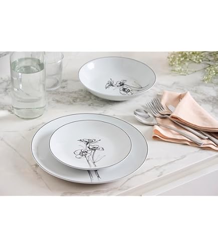 CreaTable, 24027, Série Square Orchidee, 18-teiliges Geschirrset für 6