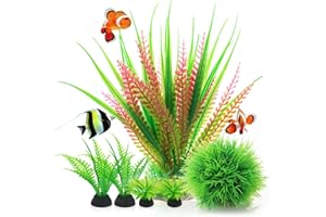 QZQ Fish Tank Decorations For Aquarium Plants Include 6pcs Aquarium Ornaments Artificial Plastic Fish Tank Accessories For Plants