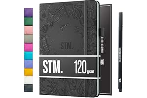 Scribbles That Matter Bullet Dotted Journal a5 + Bolígrafo gratis! - Su cuaderno de puntos de 120 g/m², papel grueso a prueba de sangrado con 200 páginas para el trabajo (5,75 x 8,5), Carbón