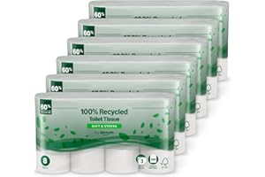 by Amazon Carta Igienica, 3 Veli 100 % Riciclata, Morbida e Resistente, 48 Rotoli (6 Confezioni da 8), 200 Fogli per Rotolo, Certificata FSC