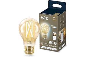 WiZ - Bombilla inteligente Filamento LED Wi-Fi, 6,7w (Eq. 50w) E27 A60, Luz Blanca Cálida a Fría Regulable, con tecnología SpaceSense y compatible con Alexa y Google Home