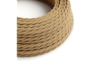 CREATIVE CABLES Cable Eléctrico Trenzado Recubierto en Jute TN06-5 Metros, 2x0.75