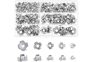 90 Stück Einschlagmuttern mit 4 Einschlagspitzen, Sinzau Einpressmuttern Verzinktem Kohlenstoffstahl Nüsse für Klettergriffe bzw, Kletterwand M3 M4 M5 M6 M8 Sortiment Schrauben Kits