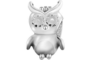 'andante-stones Argent Bead "Chouette Element pour bracelet à perles européennes + pochette en organza